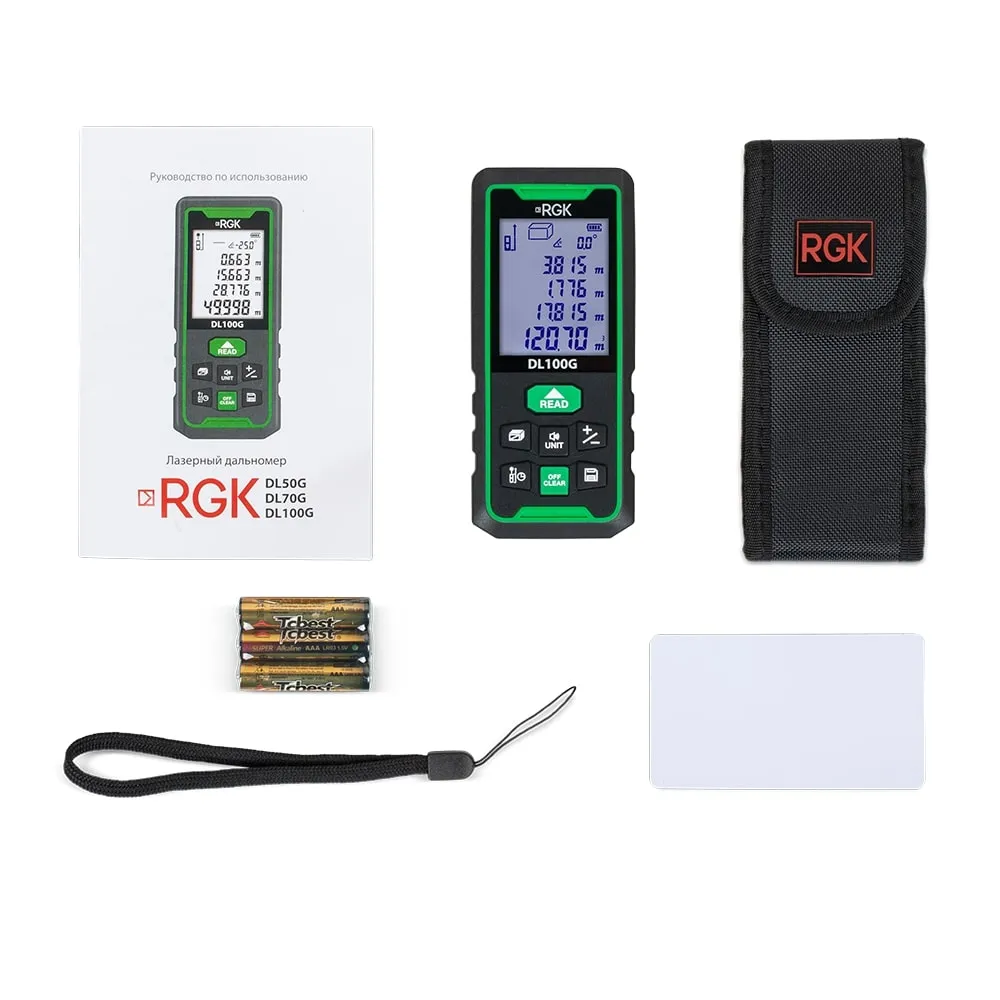 Лазерный дальномер RGK DL100G (с поверкой) - зеленый луч