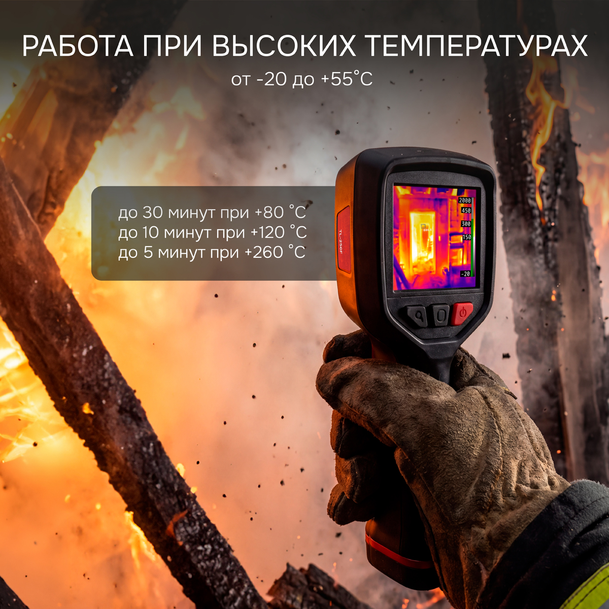 Тепловизор RGK TL-256F с поверкой и опцией 1200 °C