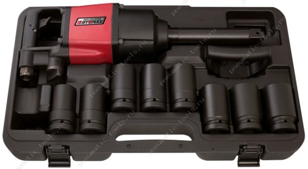 BM-47-4072L8K Пневмогайковерт прямой ударный в наборе с головками 1", 3390 Нм