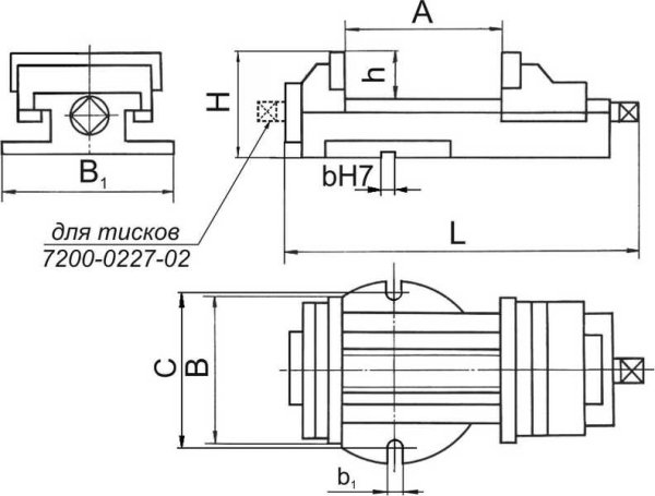 7200-0227-02 Тиски чугунные неповоротные с ручным приводом