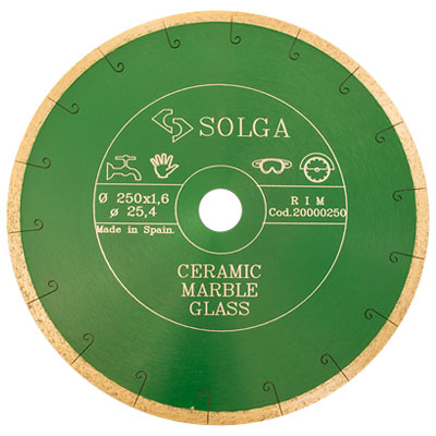 Диск алмазный Solga Diamant CERAMICS, MARBLE сплошной (керамика, мрамор) 250x25,4 мм