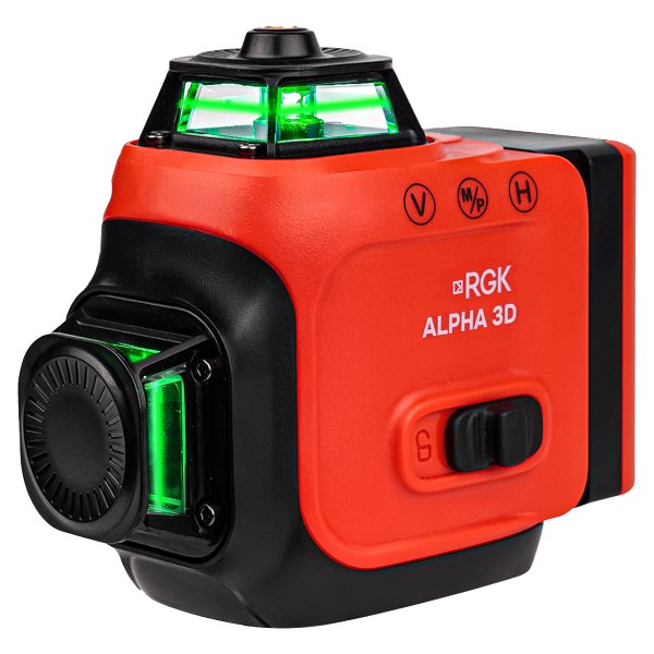 Лазерный уровень RGK ALPHA 3D с калибровкой с зелёным лучом