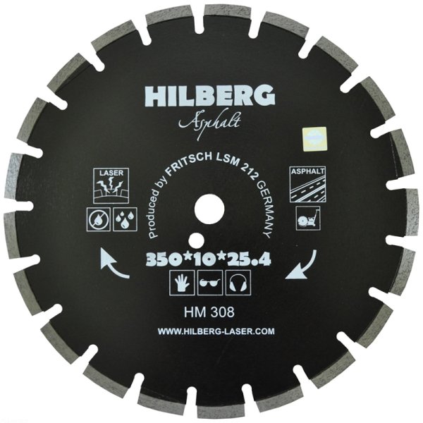 Диск алмазный Hilberg Asphalt Laser 350 мм (сегментный, с защитным зубом)