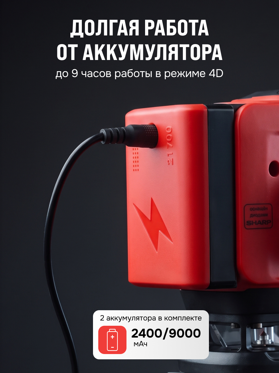 Лазерный уровень RGK ALPHA 4D с калибровкой с зелёным лучом