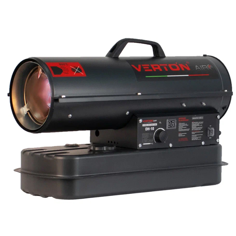 Дизельная пушка Verton Air DH-10(10кВт,500м3/ч.,0,8л/ч,прям.нагрев,дисплей,манометр,дизель/керосин)