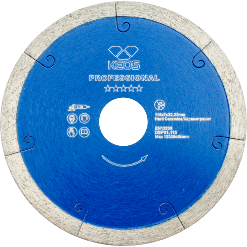 Диск алмазный KEOS Professional 115мм/22,23 сплошной (керамогранит) (DBP01.115)