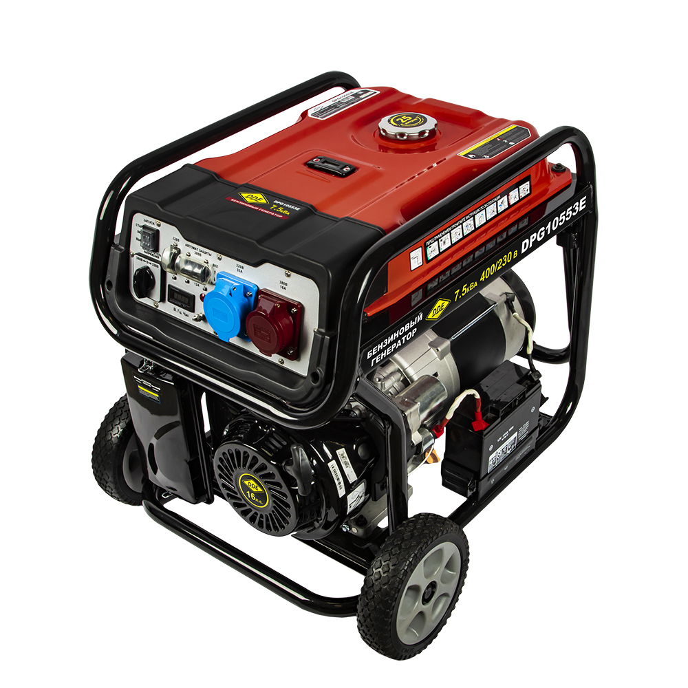 Генератор бензиновый DDE DPG10553E (1+3ф 7,5/8,5 кВт бак 25 л 94 кг дв-ль 16 л.с. элстарт)(1+3ф 7,5/8,5 кВт бак 25 л 94 кг дв-ль 16 л.с. элстарт, тр. уст-во)