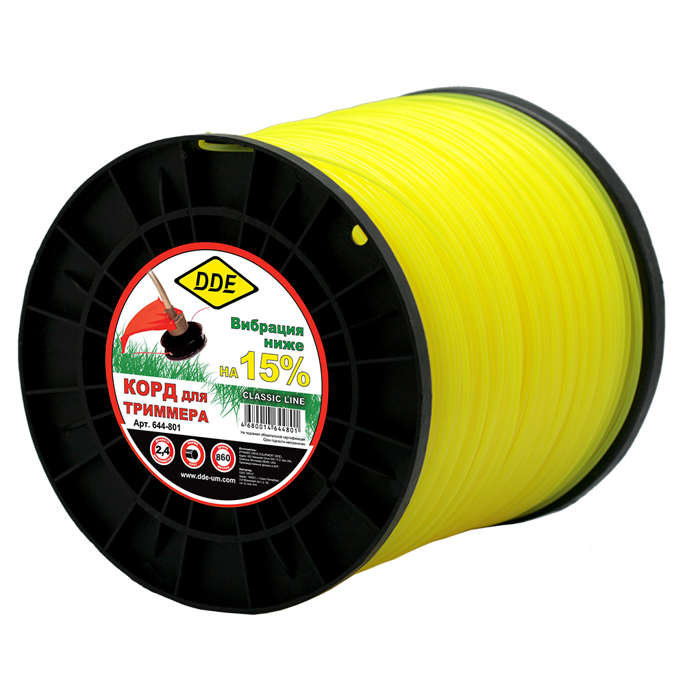 Корд триммерный DDE "Classic line" (круг, диаметр 2,4 мм, длина 860 м)(круг, диаметр 2,4 мм, длина 860 м)