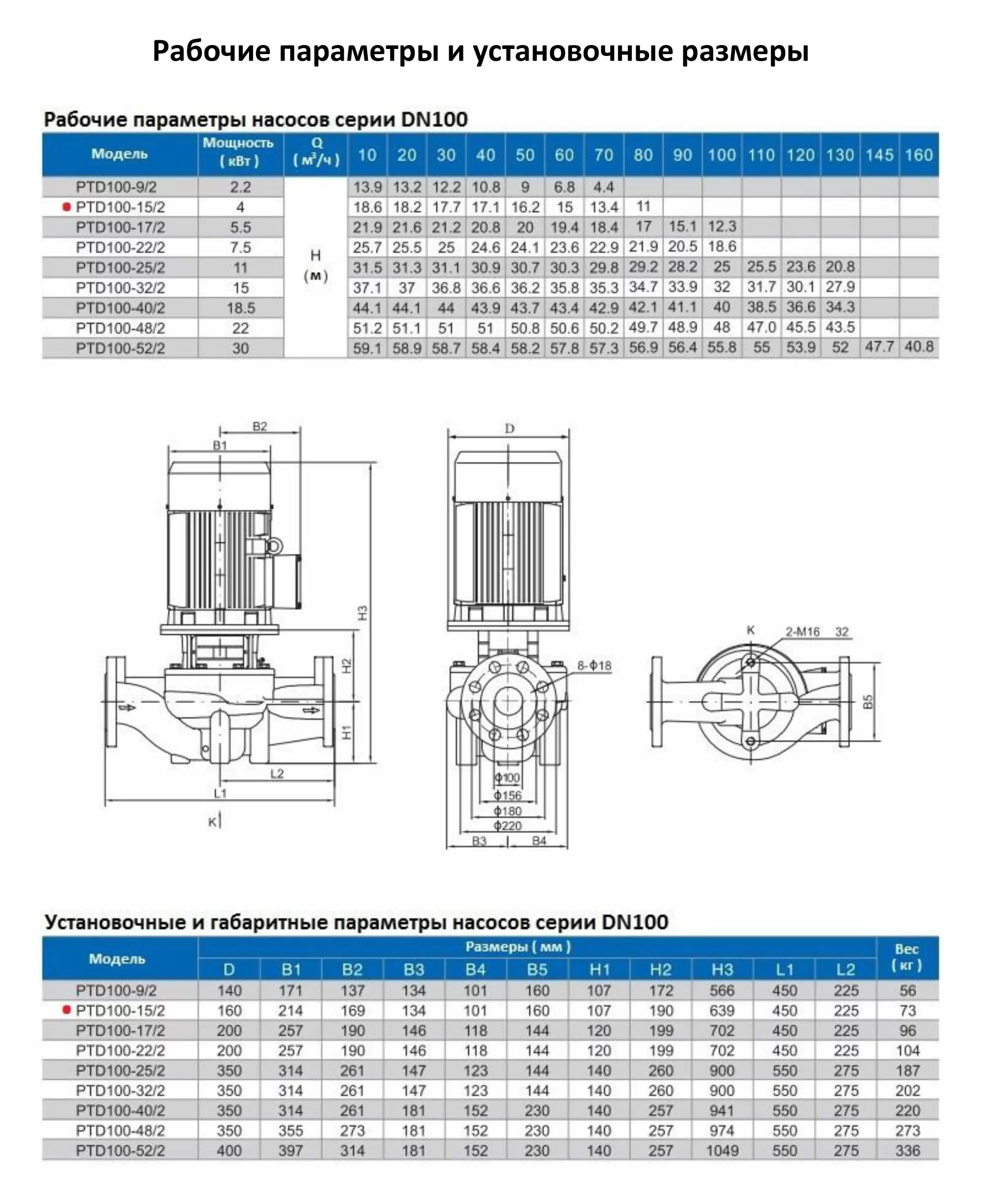 Циркуляционный насос In-Line PURITY PTD100-15/2 (N)