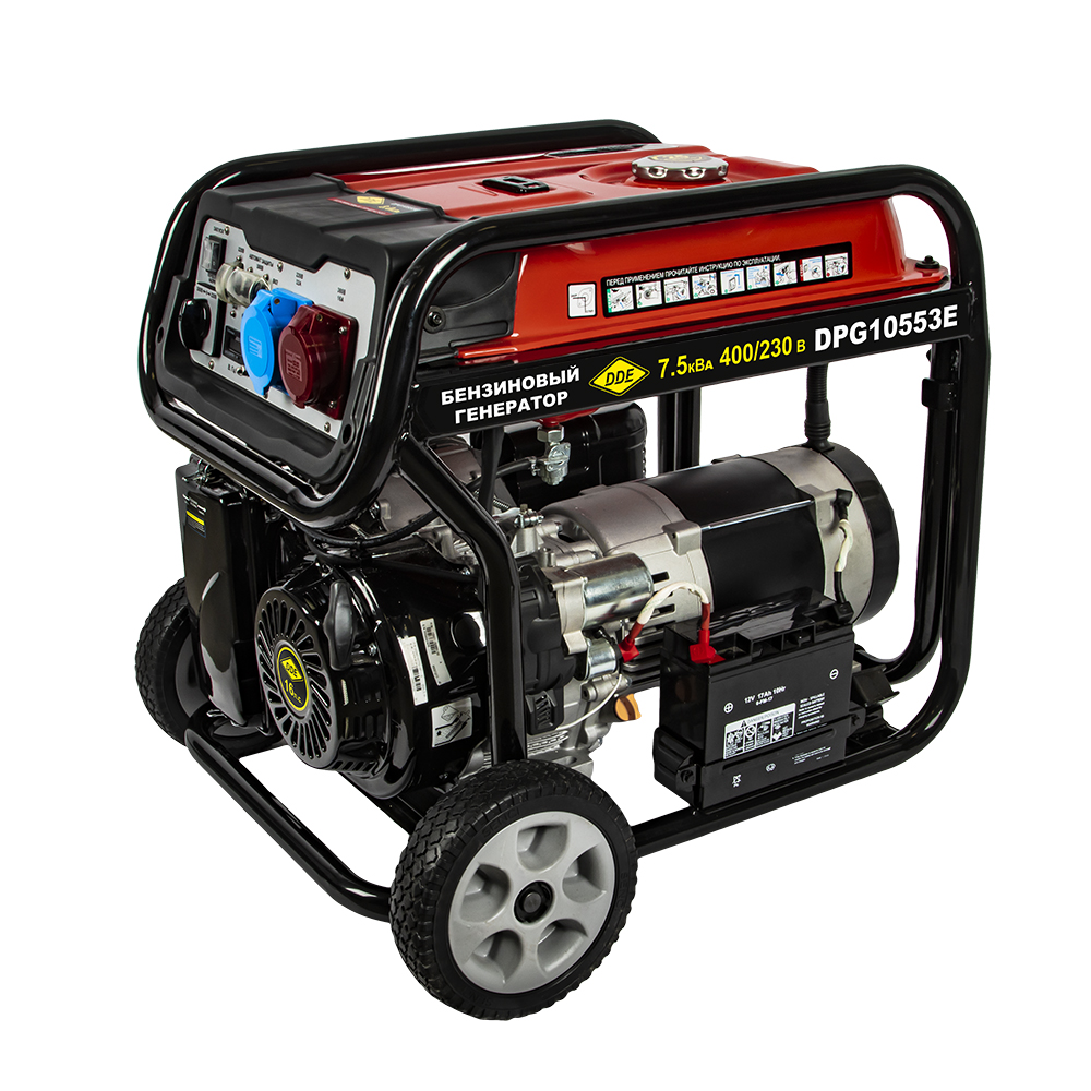Генератор бензиновый DDE DPG10553E (1+3ф 7,5/8,5 кВт бак 25 л 94 кг дв-ль 16 л.с. элстарт)(1+3ф 7,5/8,5 кВт бак 25 л 94 кг дв-ль 16 л.с. элстарт, тр. уст-во)