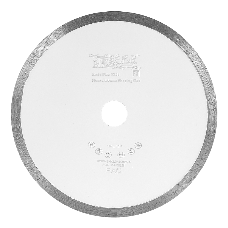 Диск сплошная кромка для резки мрамора MESSER M/X, мокрый, 230D-2.0T-10W-25,4/22.2