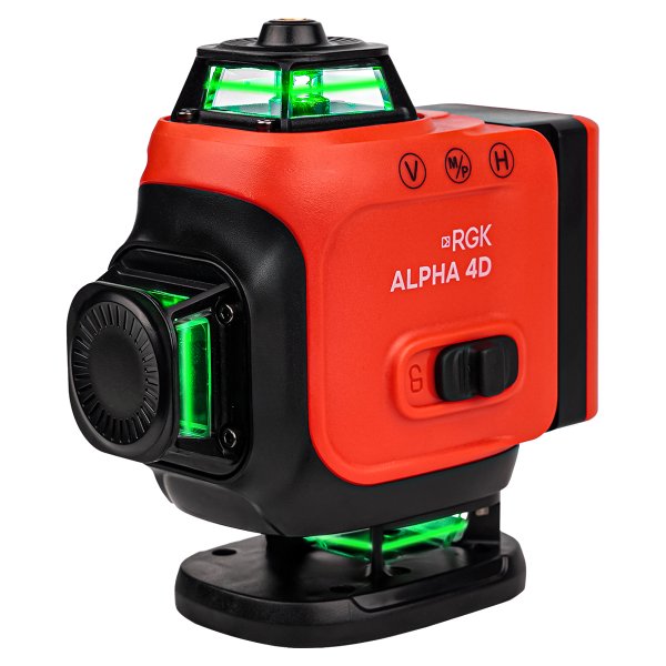 Лазерный уровень RGK ALPHA 4D с калибровкой с зелёным лучом