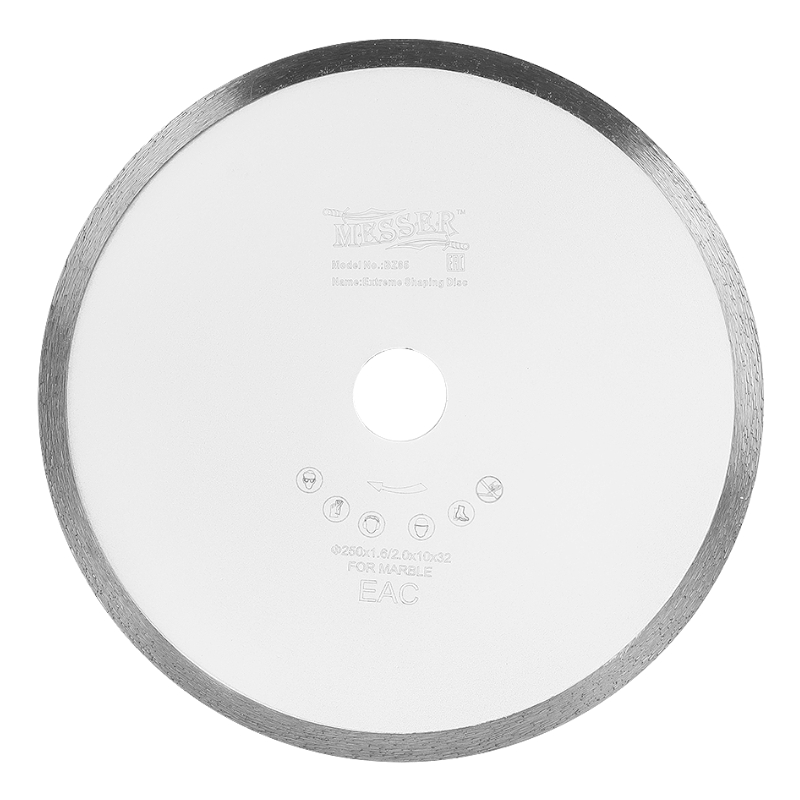 Диск сплошная кромка для резки мрамора MESSER M/X, мокрый, 250D-2.0T-10W-32/25,4