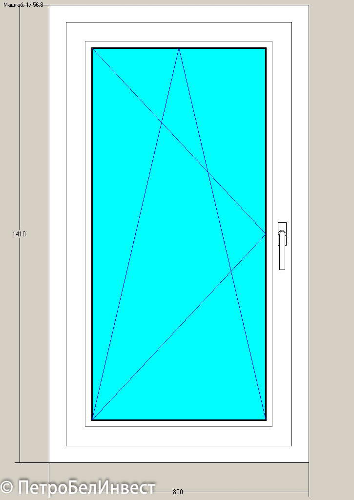 Дерево-алюминиевое окно со стеклопакетом 1 створка поворотно-откидная