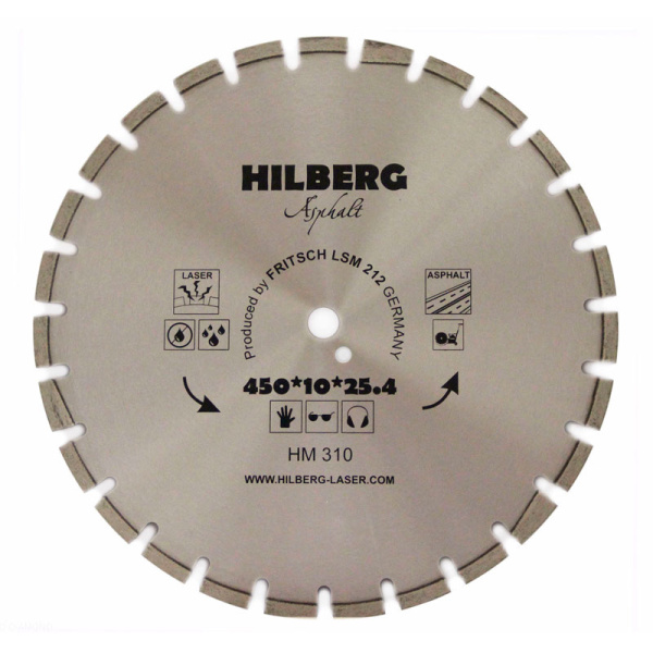 Диск алмазный Hilberg Asphalt Laser d 450 мм (сегментный, с защитным зубом)