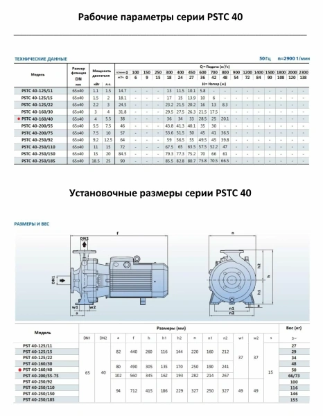 Насосный агрегат моноблочный фланцевый PURITY PSTC 40-160/40 (N)