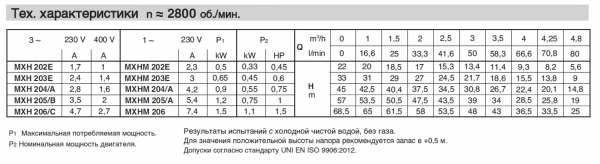 Горизонтальный многоступенчатый насосный агрегат из нержавеющей стали Calpeda MXH 205