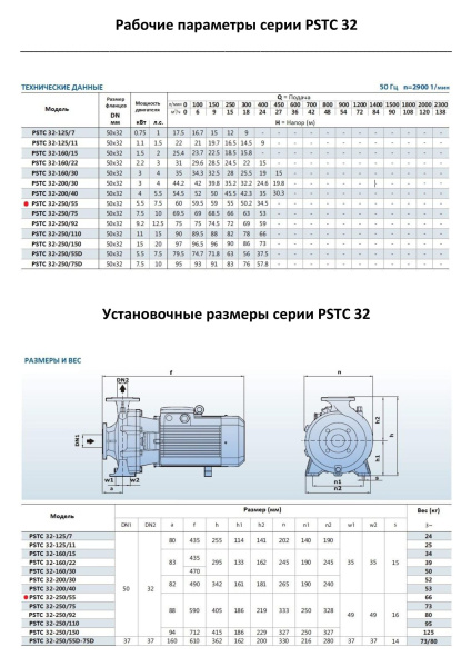 Насосный агрегат моноблочный фланцевый PURITY PSTC 32-250/55 (N)