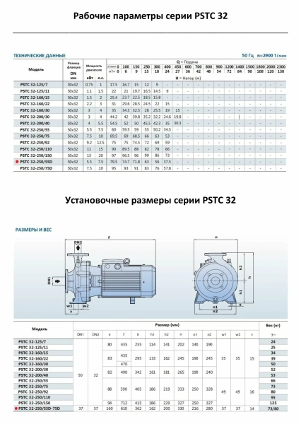Насосный агрегат моноблочный фланцевый PURITY PSTC 32-250/55D (N)