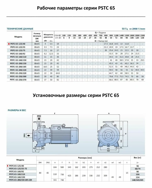 Насосный агрегат моноблочный фланцевый PURITY PSTC 65-125/40 (N)