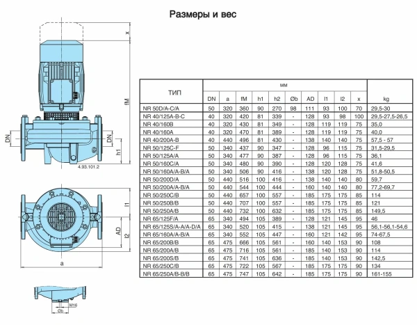Циркуляционный насос In-Line Calpeda NRM 50C/A