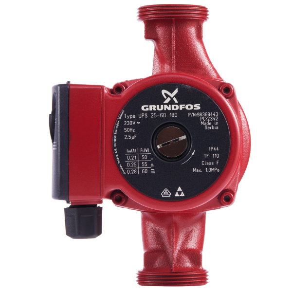 Насос циркуляционный GRUNDFOS UPS 25-60 EU, с гайками