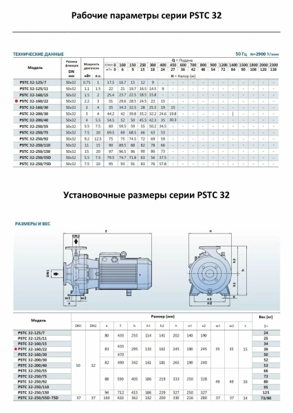 Насосный агрегат моноблочный фланцевый PURITY PSTC 32-160/22 (N)