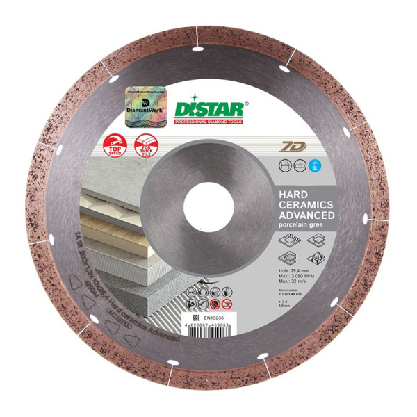 Диск алмазный Distar 1A1R 180x1,4x8,5x25,4 Hard ceramics Advanced