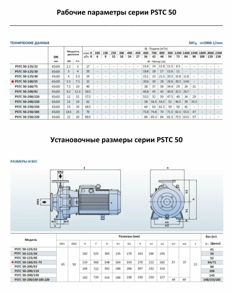 Насосный агрегат моноблочный фланцевый PURITY PSTC 50-160/55 (N)